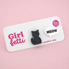 Cat with meow speech bubble acrylic stud earring