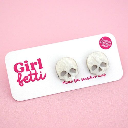 Halloween skull acrylic stud earring