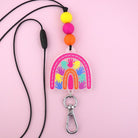 Harmony day rainbow acrylic and silicone bead teacher lanyard